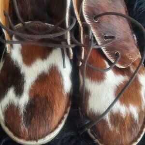 zara kids shoe Cow Brown White  Animal Print